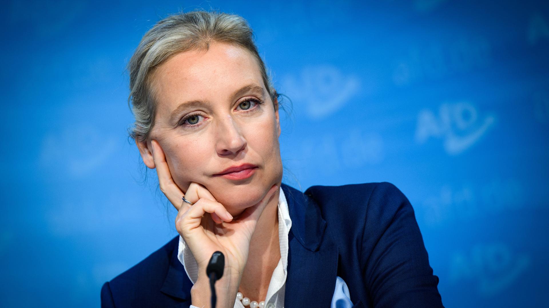 Alice Weidel in a moment of reflection