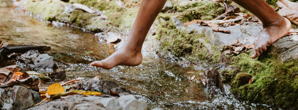 © WHO / Deanna Gerlach Local children pass by a stream as they head toward Biausevu Waterfall