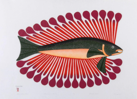 Kenojuak Ashevak decorative char 2004 gravure sur pierre pochoir